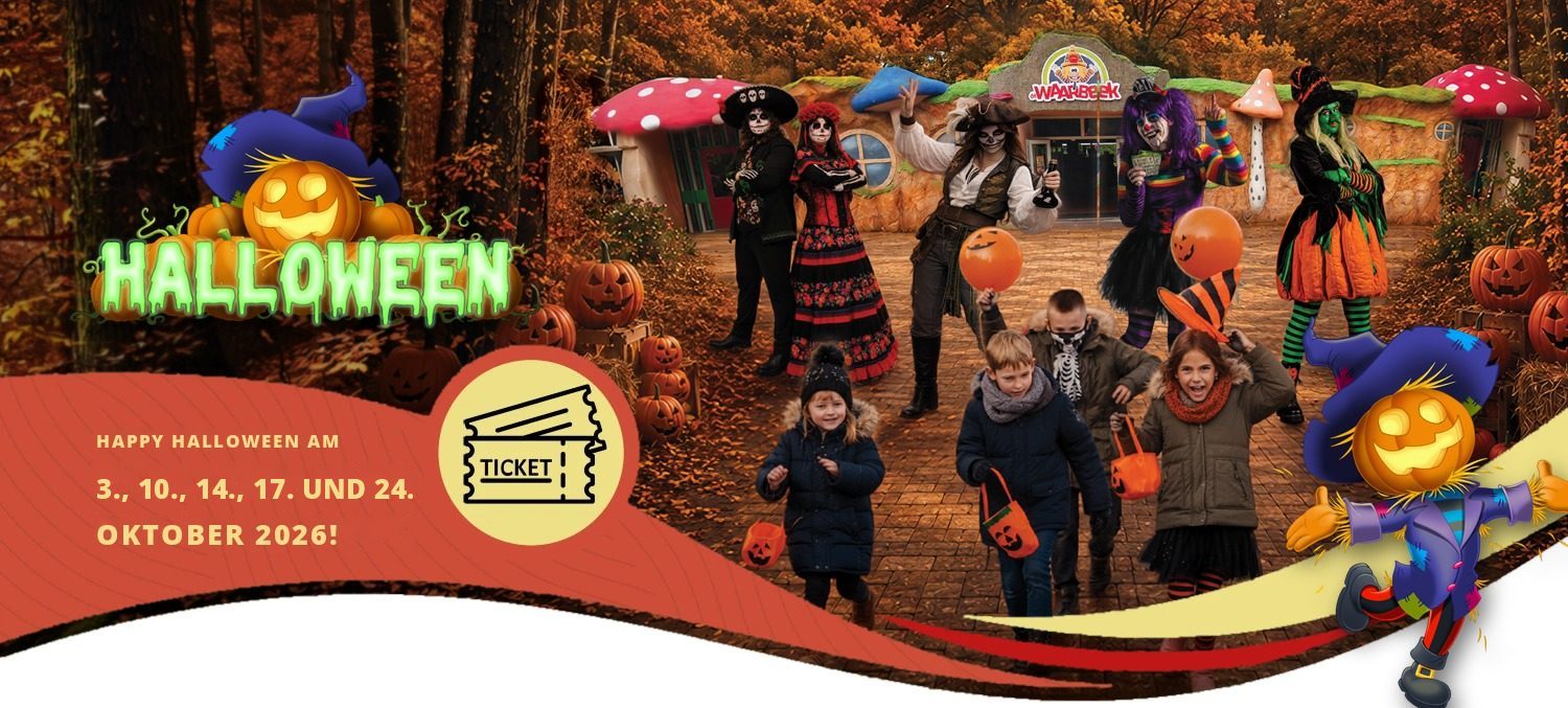WB header Halloween 2026 DE Happy Halloween in De Waarbeek am 3., 10., 14., 17. und 24. Oktober 2026