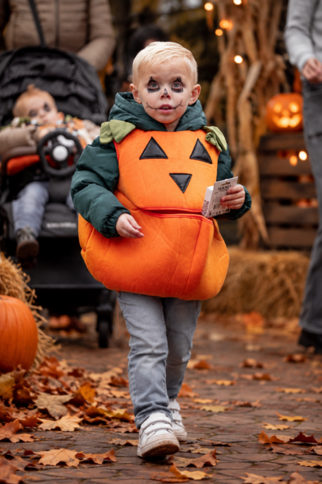 Junge mit Halloween-Kürbis