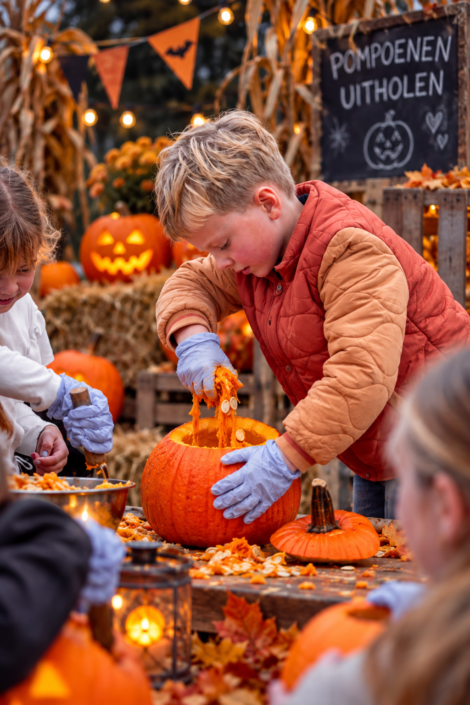 Kürbis aushöhlen an Halloween